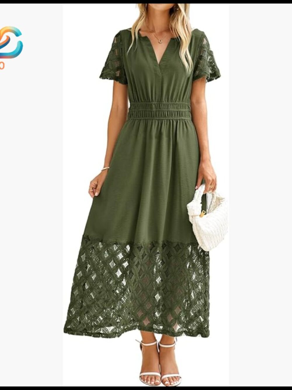 Maxi Dress with Pockets, V Neck, Empire Waist, Flowy Boho Summer Dress